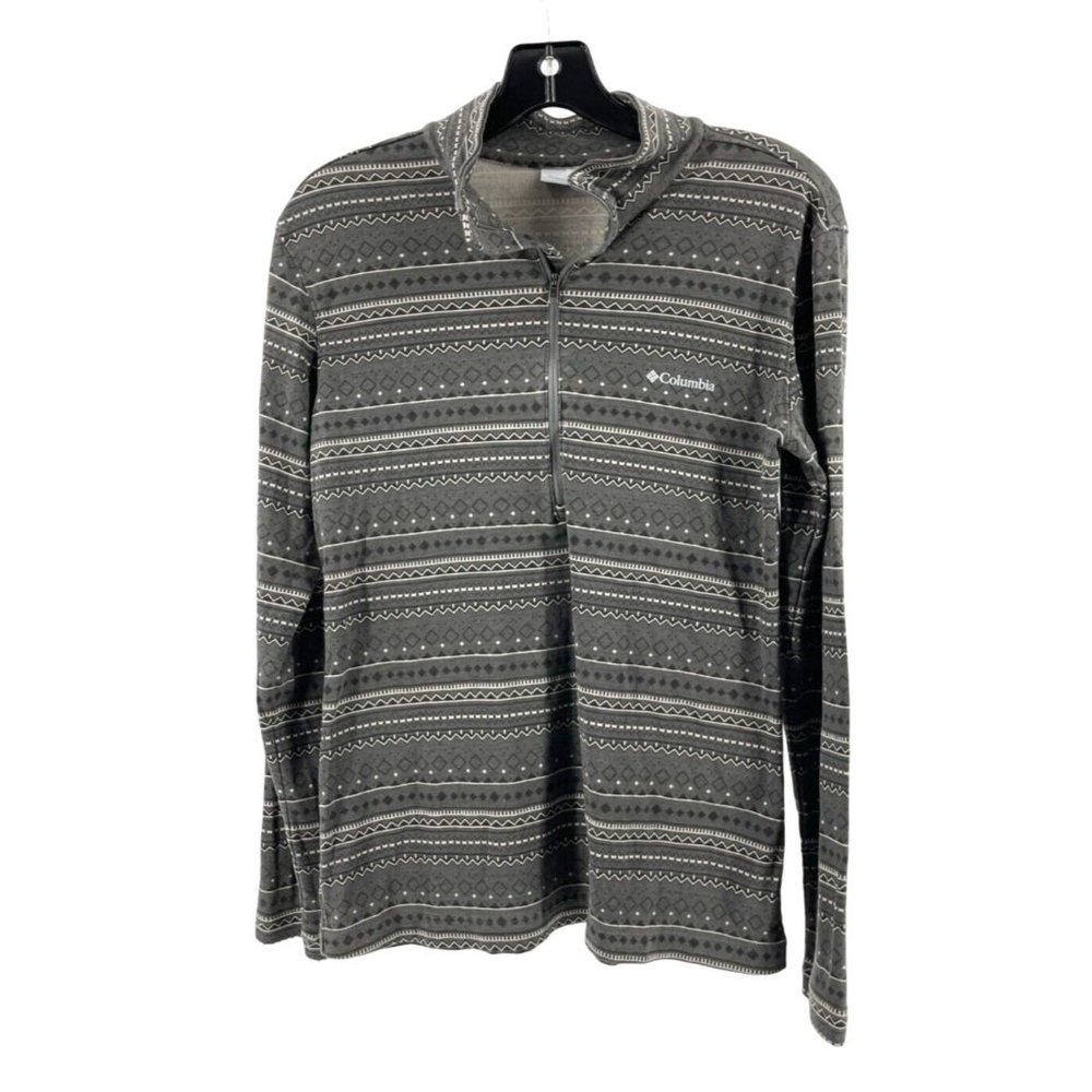 Columbia Sportswear Women's Gray Striped Print High Neck Jacket Sweatshirt Sz M